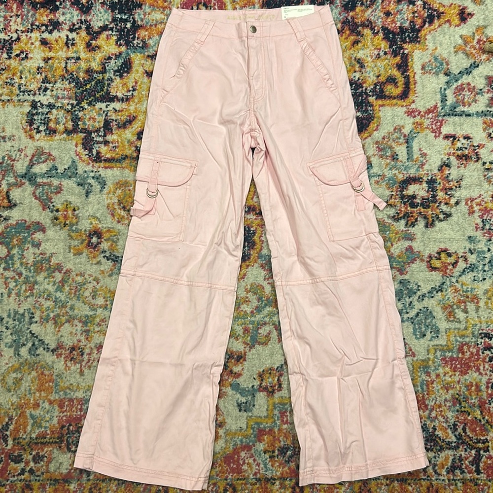 American Eagle Pink Wide-leg Cargos